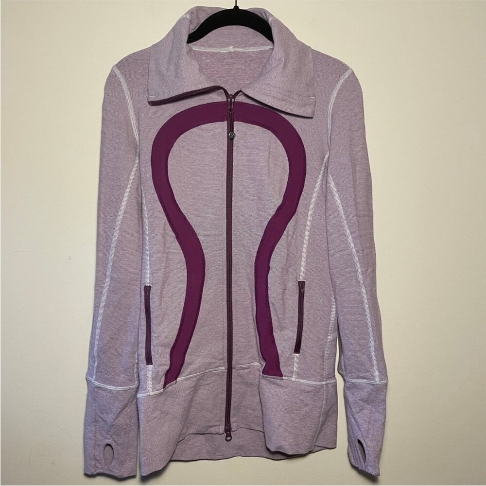 LULULEMON Women’s Dewberry Microstripe IN Purple STRIDE JACKET Size 8 RARE Find